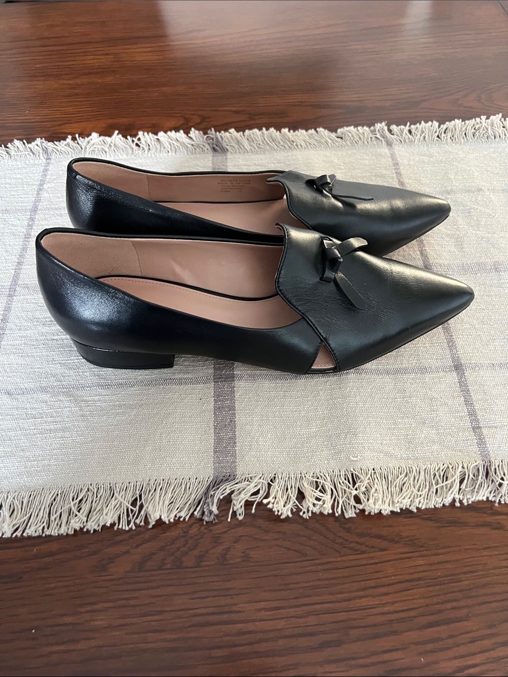 Cole Haan Black Pointed-Toe Leather Loafers with Knot Detail - Picture 6 of 16